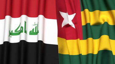 Gerçek kumaş dokusuna sahip IRAQ ve TOGO bayrakları