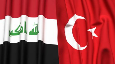 Gerçekçi kumaşlı IRAQ ve TURKEY bayrakları