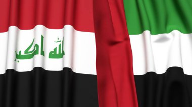 Gerçek kumaş desenli IRAQ ve BAE bayrakları
