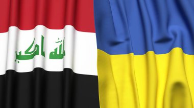 IRAQ ve UKRAINE bayrakları gerçekçi kumaş dokusuna sahip