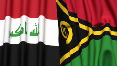 IRAQ ve VANUATU bayrakları gerçekçi kumaş dokusuna sahip