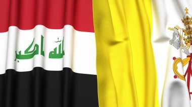 IRAQ ve VATICAN bayrakları gerçekçi kumaş dokusuna sahip