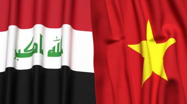 IRAQ ve VİETNAM bayrakları gerçekçi kumaş dokusuyla