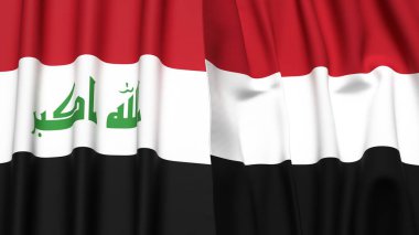 Gerçek kumaş dokusuna sahip IRAQ ve YEmen bayrakları