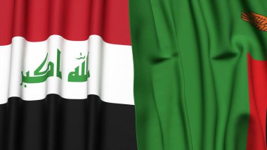 Gerçek kumaş dokusuna sahip IRAQ ve ZAMBIA bayrakları