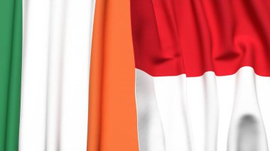 IRELAND ve Monako bayrakları gerçekçi kumaş dokusuyla