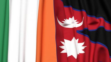 IRELAND ve NEPAL bayrakları gerçekçi kumaş dokusuyla