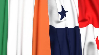 IRELAND ve Panama bayrakları gerçekçi kumaş dokusuyla