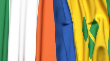 IRELAND ve SAINT VINCENT bayrakları gerçekçi kumaş dokusuyla