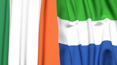 IRELAND ve SIERRA LEONE bayrakları gerçekçi kumaş dokusuyla