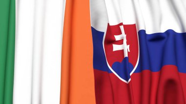 Gerçekçi kumaş dokusuna sahip IRELAND ve SLOVAKIA bayrakları