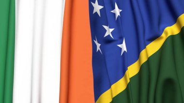 IRELAND Bayrakları ve SOLOMON Adaları Gerçekçi kumaş dokusuna sahip
