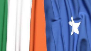 Gerçekçi kumaş desenli IRELAND ve SOMALYA bayrakları