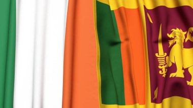 Gerçekçi kumaş dokusuna sahip IRELAND ve SRI LANKA bayrakları