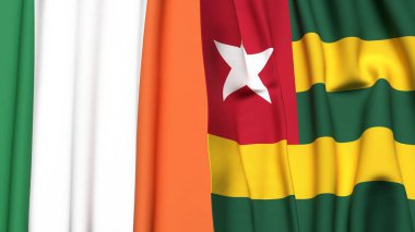 IRELAND ve TOGO bayrakları gerçekçi kumaş dokusuyla