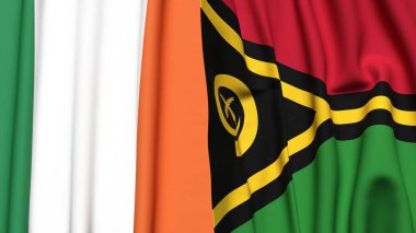 Gerçekçi kumaş dokusuna sahip IRELAND ve VANUATU bayrakları