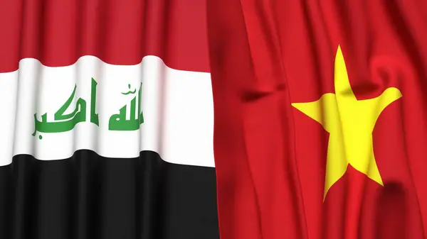 IRAQ ve VİETNAM bayrakları gerçekçi kumaş dokusuyla