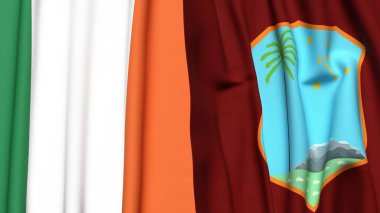 IRELAND ve Batı Hint Adaları bayrakları gerçekçi kumaş dokusuyla