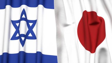 İsrail ve Japonya 'nın gerçekçi kumaşlı bayrakları