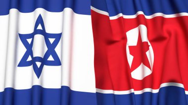 İsrail ve Kore 'nin bayrakları gerçekçi kumaş dokusuna sahip.