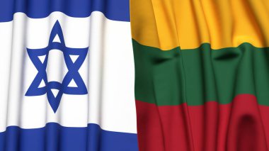 İsrail ve Litvanya bayrakları gerçekçi kumaş dokusuyla