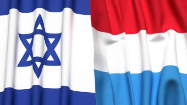 İsrail ve LUXEMBOURG bayrakları gerçekçi kumaş dokusuyla