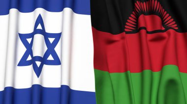 İsrail ve MALAWI bayrakları gerçekçi kumaş dokusuyla