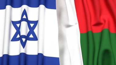 İsrail ve MADAGASCAR bayrakları gerçekçi kumaş dokusuyla