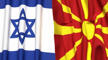 İsrail ve MACEDONIA bayrakları gerçekçi kumaş dokusuna sahip
