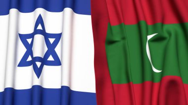 Gerçek kumaş dokusuna sahip İsrail ve Maldivler 'in bayrakları