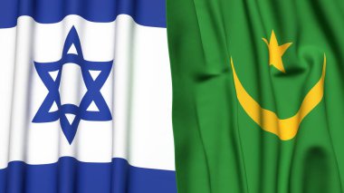 Gerçekçi kumaş dokusuna sahip İsrail ve MAURITANIA bayrakları