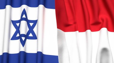 İsrail ve Monako 'nun gerçekçi kumaşlı bayrakları