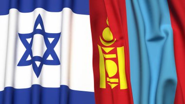 İsrail ve Mongolya 'nın bayrakları gerçekçi kumaş dokusuna sahip.