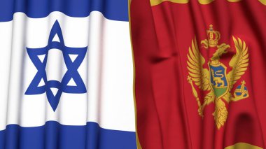 İsrail ve MonteneGRO bayrakları gerçekçi kumaş dokusuyla