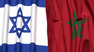 İsrail ve MoroCCO bayrakları gerçekçi kumaş dokusuyla