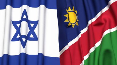 İsrail ve NAMIBIA bayrakları gerçekçi kumaş dokusuyla