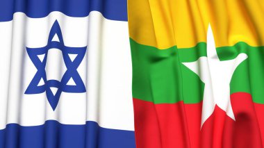İsrail ve Myanmar 'ın gerçekçi kumaşlı bayrakları