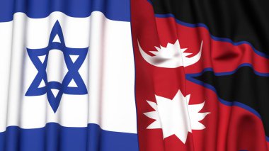 İsrail ve NEPAL bayrakları gerçekçi kumaş dokusuyla