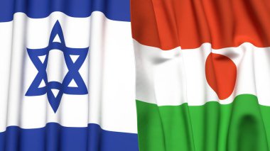 İsrail ve Nijer bayrakları gerçekçi kumaş dokusuyla