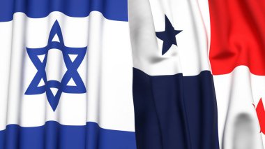 İsrail ve Panama 'nın gerçekçi kumaşlı bayrakları