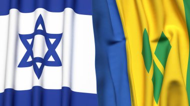 İsrail bayrakları ve gerçekçi kumaş dokusuna sahip Aziz VINCENT