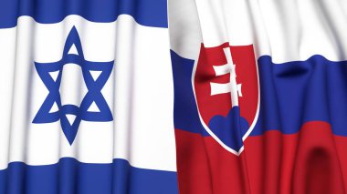 İsrail ve SLOVAKIA bayrakları gerçekçi kumaş dokusuyla