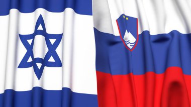 İsrail ve SLOVENIA bayrakları gerçekçi kumaş dokusuyla