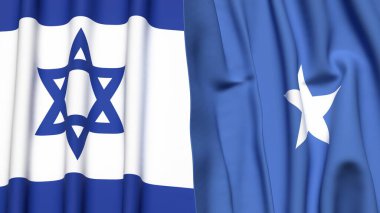 İsrail ve SOMALYA bayrakları gerçekçi kumaş dokusuyla