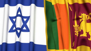 İsrail ve SRI LANKA bayrakları gerçekçi kumaş dokusuna sahip
