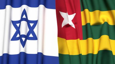 İsrail ve TOGO bayrakları gerçekçi kumaş dokusuyla