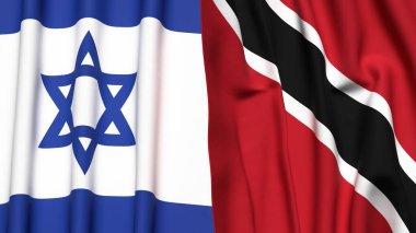 Gerçekçi kumaşlı İsrail ve TRINIDAD bayrakları