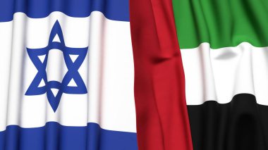 İsrail ve BAE bayrakları gerçekçi kumaş dokusuyla