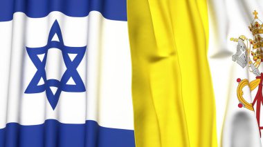 İsrail ve VATİKAN bayrakları gerçekçi kumaş dokusuna sahip