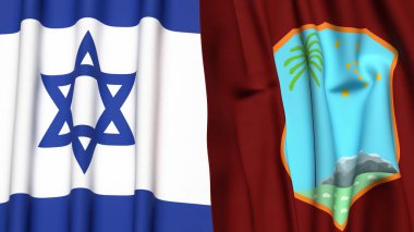 İsrail ve Batı Hint Adaları bayrakları gerçekçi kumaş dokusuyla